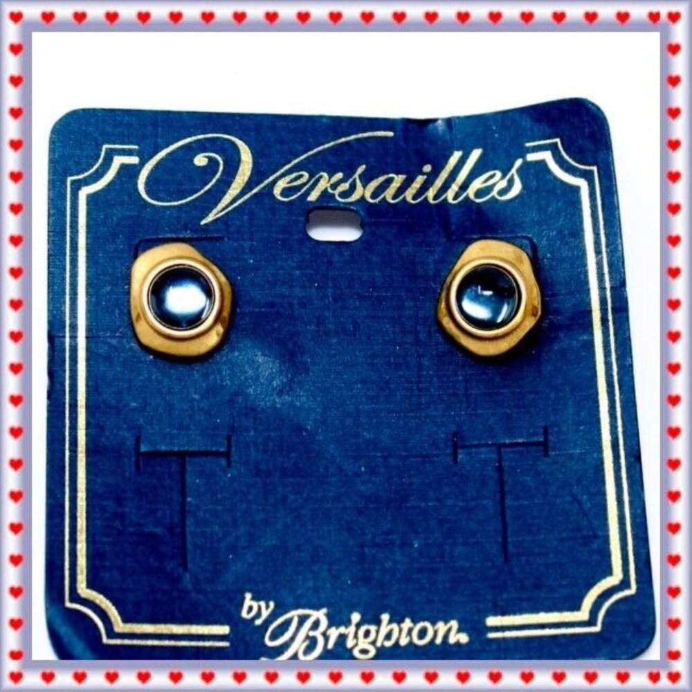 Brighton Versailles Brushed Gold Blue Neptune Post Earrings